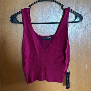 Central Park West Burgundy Crop Top